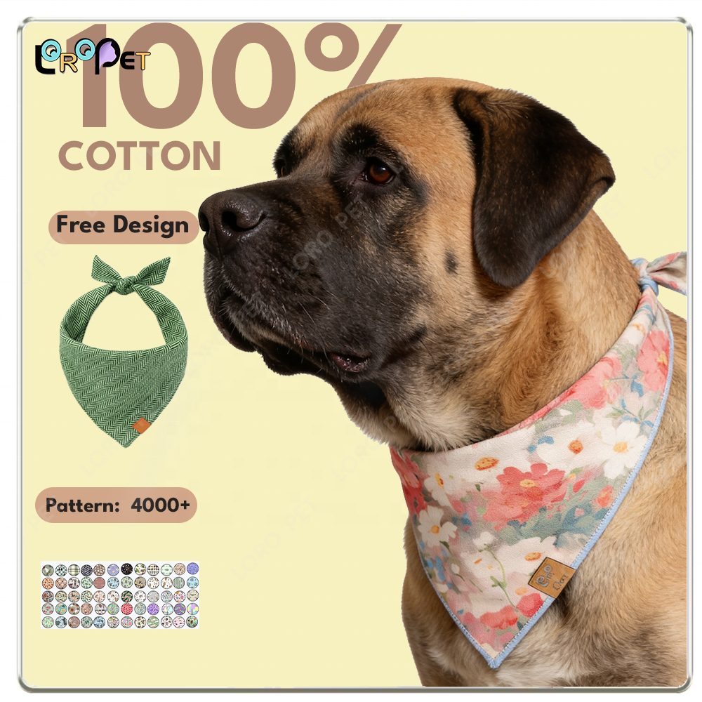Wholesale Dog Bandana — Luxury Triangle Personalised Print Eco-Friendly 100% Cotton Neck Scarf